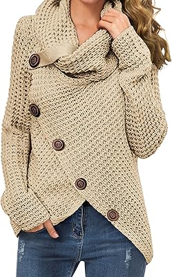 Winter warmth with rolled -collar for women, thick knitting with asymmetrical hem and buttons, several colors.. Shop with confidence at DIAYTAR NIGERIA, where affordability meets reliability in less than 8 days.