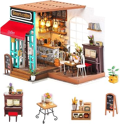 Kit of mini wooden house model Rolife with furniture and accessories - Construction kit handmade - Set of wooden toys - Best birthday for boys and girls (09 coffee shop).. No delays, no drama — just fast, affordable shopping with DIAYTAR Nigeria.