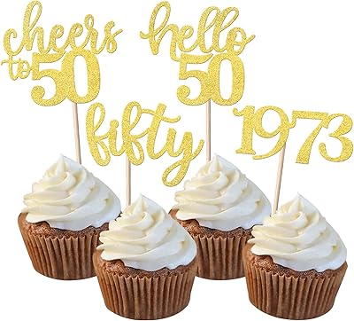 Sykyctcy Lot of 24 cupcake decorations for 50th birthday with glitter fifty since 1973 bravo to 50 peaks in cupcakes hello 50 years of birthday cake decorations for happy 50th birthday, golden party supplies.. DIAYTAR NIGERIA combines extensive product options with budget-friendly prices, delivered in 5-8 days.