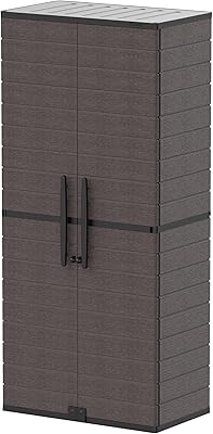 Long vertical storage cabinet in cedar cosmoplast, dark brown.. Shop with confidence on DIAYTAR Nigeria — quality products and timely delivery.