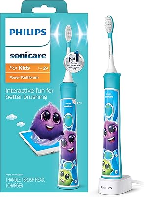 Rechargeable electric toothbrush Philips Sonicare Kids with Bluetooth connection, interactive for better cleaning, Aqua Color.. With DIAYTAR Nigeria, shopping online is easy, affordable, and fast.