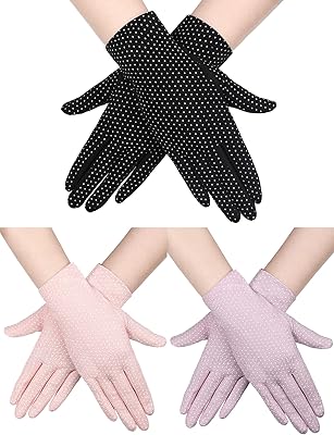 3 pairs of sun protection gloves for women, UV protective gloves, gloves for touch screen for summer driving (black, purple, light pink).. DIAYTAR NIGERIA: Making online shopping accessible with affordable prices and nationwide delivery service.