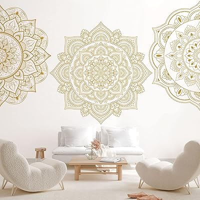 4 pieces half mandala boho mandala vinyl stickers Indian wall namaste vinyl flowers wall stickers for room room yoga (gold).. Shop with purpose at DIAYTAR NIGERIA, where diverse selection meets budget-friendly nationwide delivery.