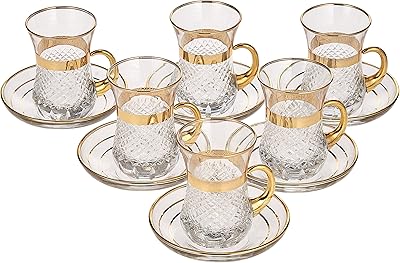 Set of Turkish tea cups with vintage Apka design, set of 12 cups for the holidays, Istikana set inlaid with dark gold (Arabic tea cups).. No delays, no drama — just fast, affordable shopping with DIAYTAR Nigeria.