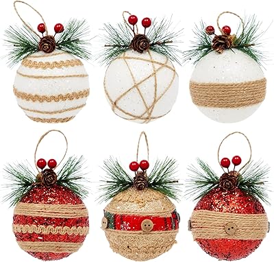 Yovel rustic Christmas tree decorations, 6 pieces, farm vacation decorations, matching patterns (3 x 5.4 inches).. Explore a world of choices with DIAYTAR NIGERIA's vast catalog and budget-friendly nationwide shipping.