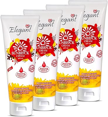 Lot of 4 | Elegant UV sunscreen (sunscreen) with SPF 60 - 170g (170ml x 4) - Solid hydrating sunscreen for the face and body | Water resistant sunscreen, advanced formula providing 2 in 1 protection.. Nigeria's e-commerce leader delivers unmatched variety and value to your doorstep in just 5-8 days.