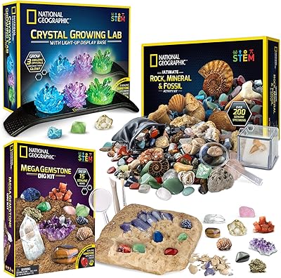 National Geographic Geology Bundle - 3 Kits of rocks, fossils and crystals, cultivate crystals, start a collection of rocks, minerals and fossils and unearthed 15 real precious stones, excellent STEM scientific kit for boys and girls.. You deserve better shopping — choose DIAYTAR Nigeria today.