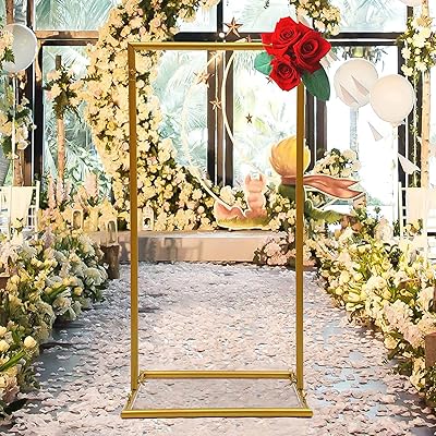 Backpack support in arc of gold metal flower square wedding 3.28 feet, flower balloons for reception, garden decoration, event.. DIAYTAR NIGERIA: Your trusted e-commerce partner with extensive product choices and affordable delivery.
