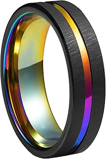 Wedding ring in tungsten polished black rainbow 6 mm, magnificent rings for couples.. Your e-commerce hub for everything — DIAYTAR Nigeria has you covered.