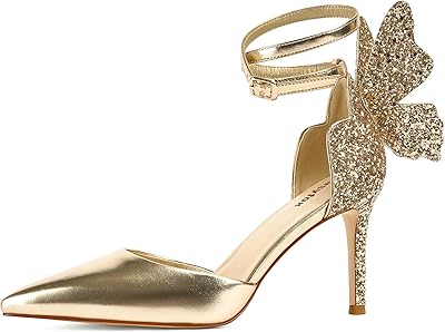 Easy Fox - Golden sandals with high heels and sequins for women - Pointed end - Sandals with sharp ends for wedding festival, golden color, size 7.5, gold.. DIAYTAR NIGERIA: Making online shopping accessible to all Nigerians with our affordable platform.