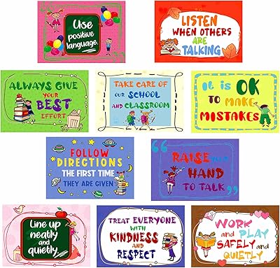 10 Plastic wall posters of class rules for preschool and primary children, Large A4 Display of Sustainable class directives, educational posters, home use, classroom decorations.. Spend less, get more — that’s the DIAYTAR Nigeria promise.