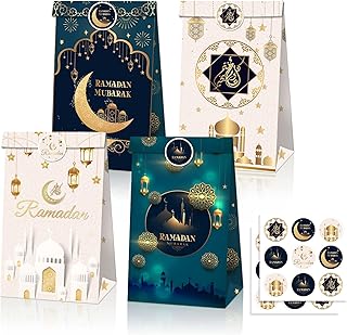 12 pieces Eid Mubarak bag with 2 Ramadan stickers Kraft paper bags for candies, snacks, festival treats, Ramadan decor souvenir bags.. From Lagos to Kano, DIAYTAR Nigeria delivers across Nigeria in days.