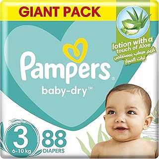 Baby-Dry Pampers diapers, size 3, medium, 5-9 kg, mega pack, 88 layers.. You deserve better shopping — choose DIAYTAR Nigeria today.