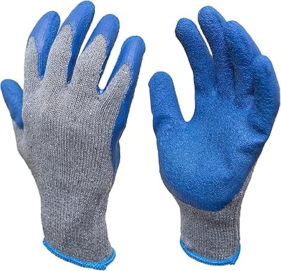 Double Double Apex Double Latex Rubber Gloves with handle for construction and gardening, very resistant cotton mixture, blue, one size (5 pairs).. DIAYTAR NIGERIA makes quality accessible to all with our affordable prices and quick delivery service.