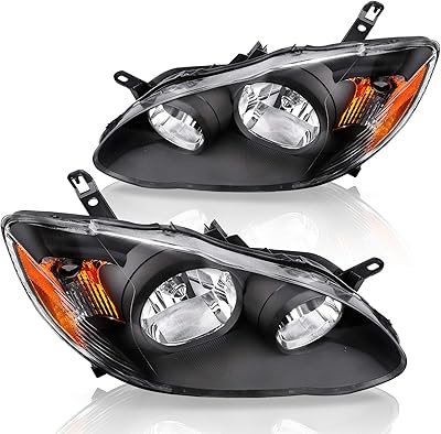 Headlight set before DWVO Compatible with the Toyota Corolla 2003-2008 headlights, black replacement case, reflective amber.. DIAYTAR NIGERIA delivers more than expected with our extensive catalog and 5-8 day delivery service.
