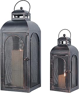 Luxury exterior decorative lantern Decorky Lot of 2 metal candle lanterns.. Experience retail therapy without the financial stress at DIAYTAR NIGERIA's affordable e-commerce platform.