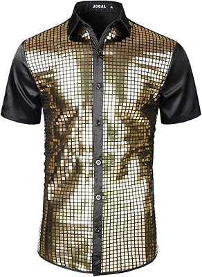 Disco shirts from the 70s for men, buttoned shirts with short sleeves and silver sequins.. Shop smarter with Nigeria's premier e-commerce platform, featuring affordable products delivered nationwide.