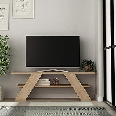 TV cabinet Decorti Farfalla, suitable for TV screen up to 50 inches, L33.5 x L120 x H40 cm (oak).. Experience the future of online shopping with DIAYTAR NIGERIA's extensive product range and competitive pricing.
