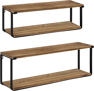 Set of rustic shelves Dowler Kate and Laurel, set of 2, leg shelves inspired by the farm, interior decoration.. Join the movement — fast, affordable shopping only at DIAYTAR Nigeria.