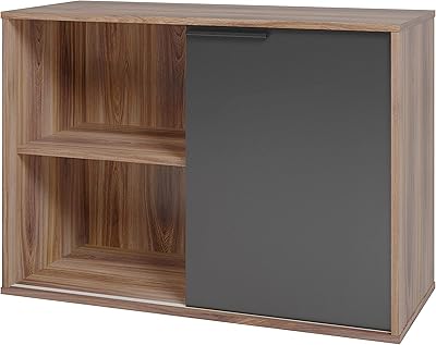 BRV office cabinet with 1 door and 2 outlets, H 63.5 cm x L 90 cm x D 38 cm, brown/black.. Shop confidently with DIAYTAR NIGERIA's vast product range and budget-friendly nationwide shipping.