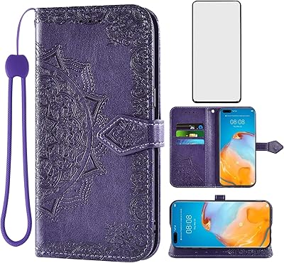 Compatible for Huawei P40 Pro Plus 5g screen protective case in Rabat with credit card holder, phone accessories for Huawei P 40 PRO + 40P + P40Proplus Women Violet.. Discover endless possibilities with DIAYTAR NIGERIA's extensive product range and affordable shipping.