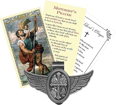 Saint Christophe medal for car - With prayer card of the Saint Christophe motorist, the prayer of the Lord | Saint Christophe medal for driver, traveler | Visor clip saint Christophe for car | 3 articles.. Say hello to Nigeria’s fastest-growing e-commerce site — DIAYTAR Nigeria.