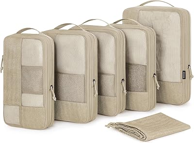 Compression packaging cubes for luggage, 6 sets of smart travel baggage cubes, travel compression cubes and suitcase organizer to pack with a shoe bag, khaki.. Shop without boundaries at DIAYTAR NIGERIA, offering affordable products with convenient delivery times.