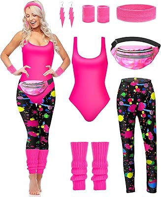 Set of 7-piece training costume accessories from the 80s and 90s, headband, leg heating, earrings.. Shop smarter with Nigeria's premier e-commerce platform, featuring affordable products delivered nationwide.