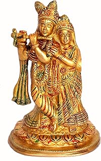 Stonecraft - Pair of Radha Krishna Murti Idol statues - 7 inch - Multicolor.. DIAYTAR NIGERIA makes online shopping accessible to all with budget-friendly prices and reliable delivery.