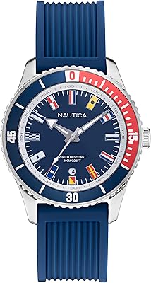 Nautica quartz watch with silicone bracelet for men, blue, relaxed watch 10 p.m. (model: napbs020), blue.. DIAYTAR NIGERIA: Where every shopping need is fulfilled with affordable prices and nationwide shipping.