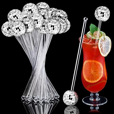 12 Disco Balls Disco Cocktail Agitators in Plastic Over Round Cake Pops Mirror Coffee and Coffee Drinks at home (transparent).. Why wait? Get your order in 5–8 days with DIAYTAR Nigeria.