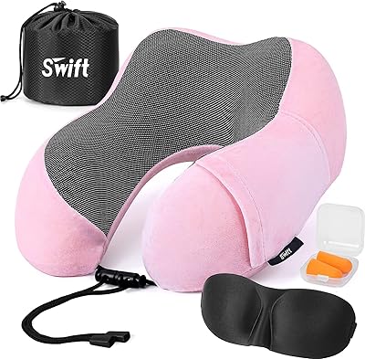 Travel cervical pillow, memory foam travel pillow, car cervical pillow, plane travel pillow with 3D profile eyes masks, earplugs and storage bag to sleep, plane, domestic use - (pink).. DIAYTAR NIGERIA: Where shopping meets satisfaction with affordable prices and reliable 5-8 day shipping.