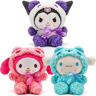 Grusemi lot of 3 kawaii animaii plush dolls, cute my melody animal figure figurines, pillow toys, birthday gifts for children girls fans fans.. DIAYTAR NIGERIA: Where shopping dreams come true with budget-friendly prices and nationwide shipping.