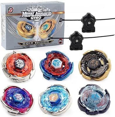 Epri Gyros, set of 6 metal combat toys for beginners, with stickers and 2 launchers, gift toys for boys and children aged 6 and over.. DIAYTAR NIGERIA: Your trusted marketplace that combines variety, affordability and reliable shipping.