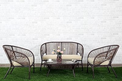 Set of Pan Emirates Edgster garden sofas (2+1+1+CT) Rattan and fabric.. DIAYTAR NIGERIA: Where affordability meets variety, with thousands of products delivered in less than 8 days.