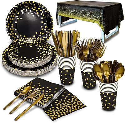 Set of disposable tablets Ocu's® Gold 176 pieces - cardboard plates, towels, cups, forks, knives and spoons in golden plastic (25 guests, 176 pieces).. Find everything you need at prices you'll love with DIAYTAR NIGERIA's comprehensive e-commerce platform.
