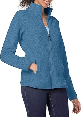 Soft fleece jacket with long sleeves and complete Amazon Essentials for women (available in large sizes), Chinese blue, size M.. DIAYTAR NIGERIA delivers satisfaction with every purchase through our affordable and reliable service.