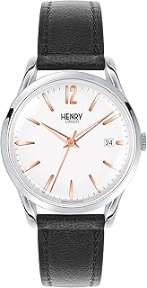 Highgate Unisex Henry London quartz watch with white analog display and black leather bracelet, white/black, 38.5, bracelet.. Big selection, small prices — shop now on DIAYTAR Nigeria.