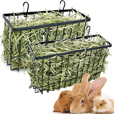 Hayer feeder for rabbits with metal frame for guinea pig, chinchilla, large robust hay support for rabbits and guinea pigs, 2 accessories for small animals cage.. DIAYTAR NIGERIA delivers more than purchases - we deliver affordable shopping solutions within the week.