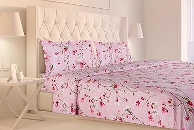 Double House Double Bed Draw 100 % Cotton with 2 pillowcases, 186 threads, size 250 cm x 220 cm (pink).. Big selection, small prices — shop now on DIAYTAR Nigeria.