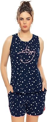 Cotton nightgown set with stars print for women composed of a top and shorts 5133.. DIAYTAR NIGERIA: The marketplace that brings affordable products to every Nigerian home in under 8 days.