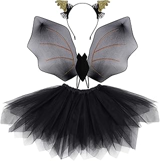 Set of bat costumes for girls, 3 pieces, tutu skirt with bat wings and bat band for Halloween party costumes.. The best online shopping experience in Nigeria — DIAYTAR delivers it all.