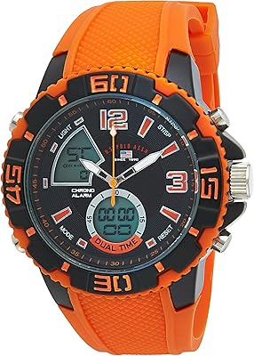US Polo Assn. Analog-numerical quartz watch for men with US9483 silicone bracelet, orange, bracelet.. DIAYTAR NIGERIA: Where every shopping need is met with affordable prices and timely delivery.
