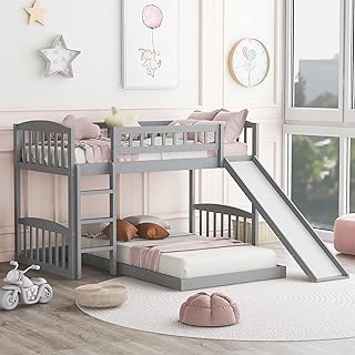 Mirax superimposed bed in solid wood with slide and removable scale for children, no upholstery required, double on double, gray.. DIAYTAR NIGERIA: Where affordability meets variety in Nigeria's most comprehensive online marketplace.
