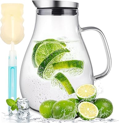 Sustias 2 l, water pitcher with removable and large handle, juice container easy to clean for fridge, drinks for cold/hot water, icy tea, free brush with long handle.. Shop across boundaries with DIAYTAR NIGERIA's comprehensive catalog delivered nationwide at budget rates.
