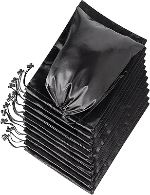 Satin cord bags for lingerie, jewelry, gifts, party gifts, candies, gifts and gifts - set of 12 (8 "x 11", black).. DIAYTAR NIGERIA revolutionizes online shopping with competitive prices and reliable 5-8 day delivery.