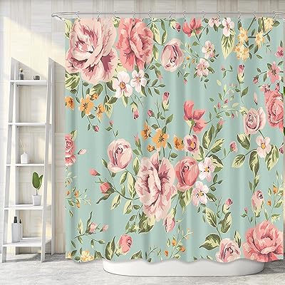Shower curtain with abstract floral pattern bear to Yours with hooks.. DIAYTAR NIGERIA: Revolutionizing how Nigerians shop with affordable prices and prompt delivery services.