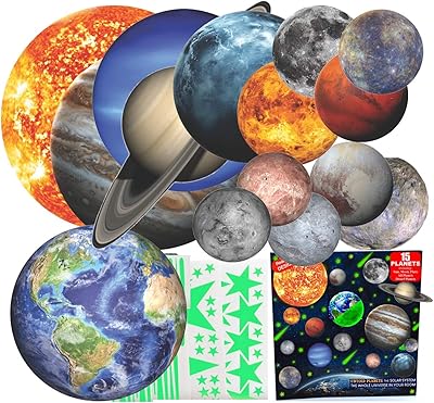 3D Stars and planets wall stickers shining in children's dark with a realistic design to decorate all planets, dwarf, moon, sun and galaxy, composed of 185 pieces.. DIAYTAR NIGERIA brings the marketplace to your screen with affordable products delivered in 5-8 days.