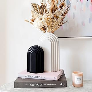 Set of black and white artistic vases, modern vase for flowers, 9.45 white ceramic flower vase.. DIAYTAR NIGERIA: Where every shopping need is met with affordable prices and timely delivery.