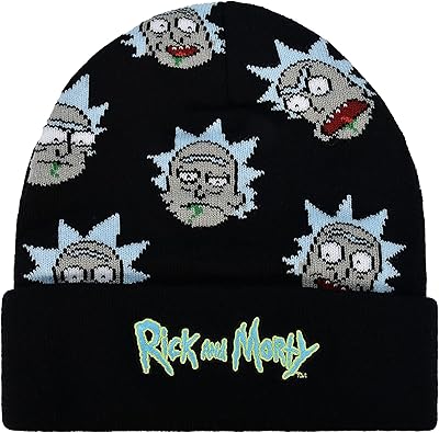 Concept One Morty and Rick Sanchez Tricot Bonnet with reverse, black, one size.. DIAYTAR NIGERIA: Where shopping is easy, prices are low, and delivery is just days away.